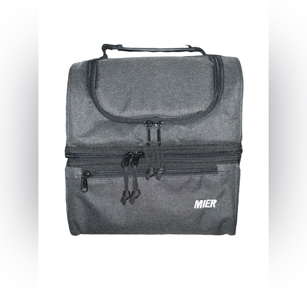 MIER Adult Lunch Bag Insulated Large Cooler Tote Men/Women Double Deck Dark Grey